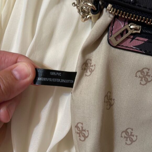 GUESS Small Black Floral Hummingbird Print Leather Crossbody Bag Purse - Picture 13 of 16